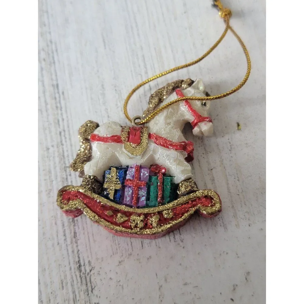 Glitter rocking horse present‎ mini ornament Xmas